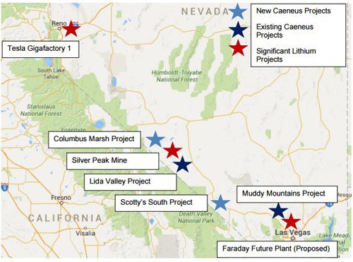 Caeneus Limited's Nevada projects