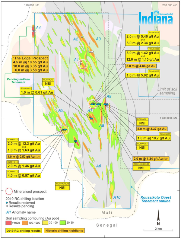 IDA has identified two new significant zones of gold mineralisation. 
