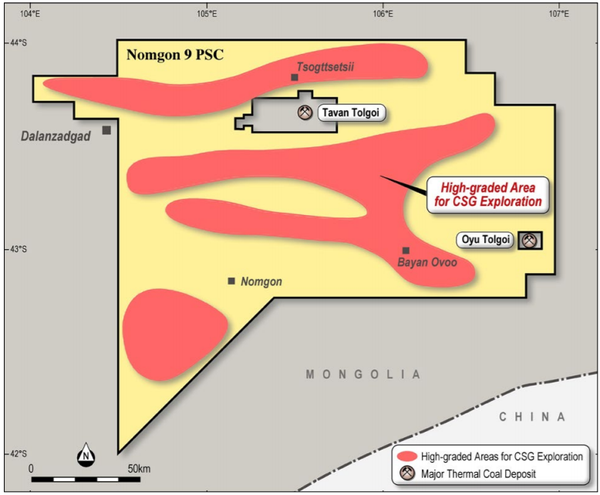 Nomgon 9 PSC is in close proximity to one of the world's largest coal deposits