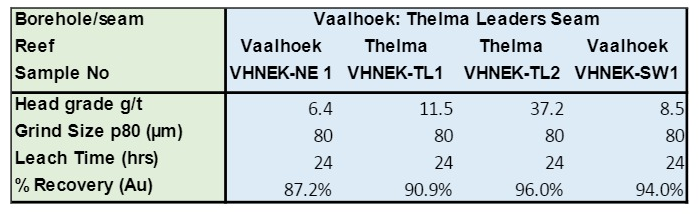 vaalhoek metallurgical results