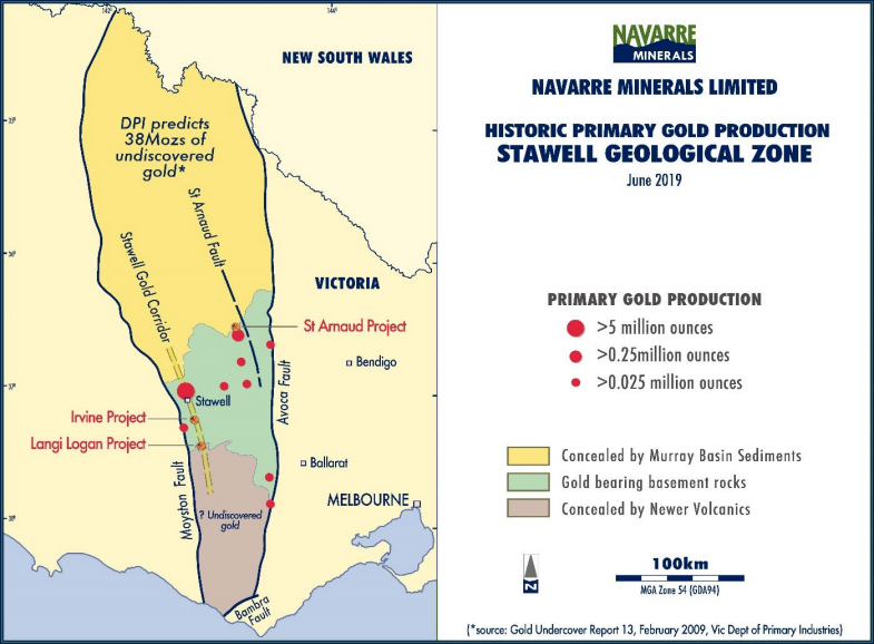 Navarre’s gold projects within the Stawell Geological Zone of western Victoria 