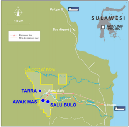 The Awak Mas Project is situated in Southern Sulawesi, Indonesia